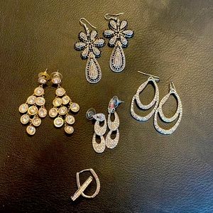 Silver and crystal fashion earrings